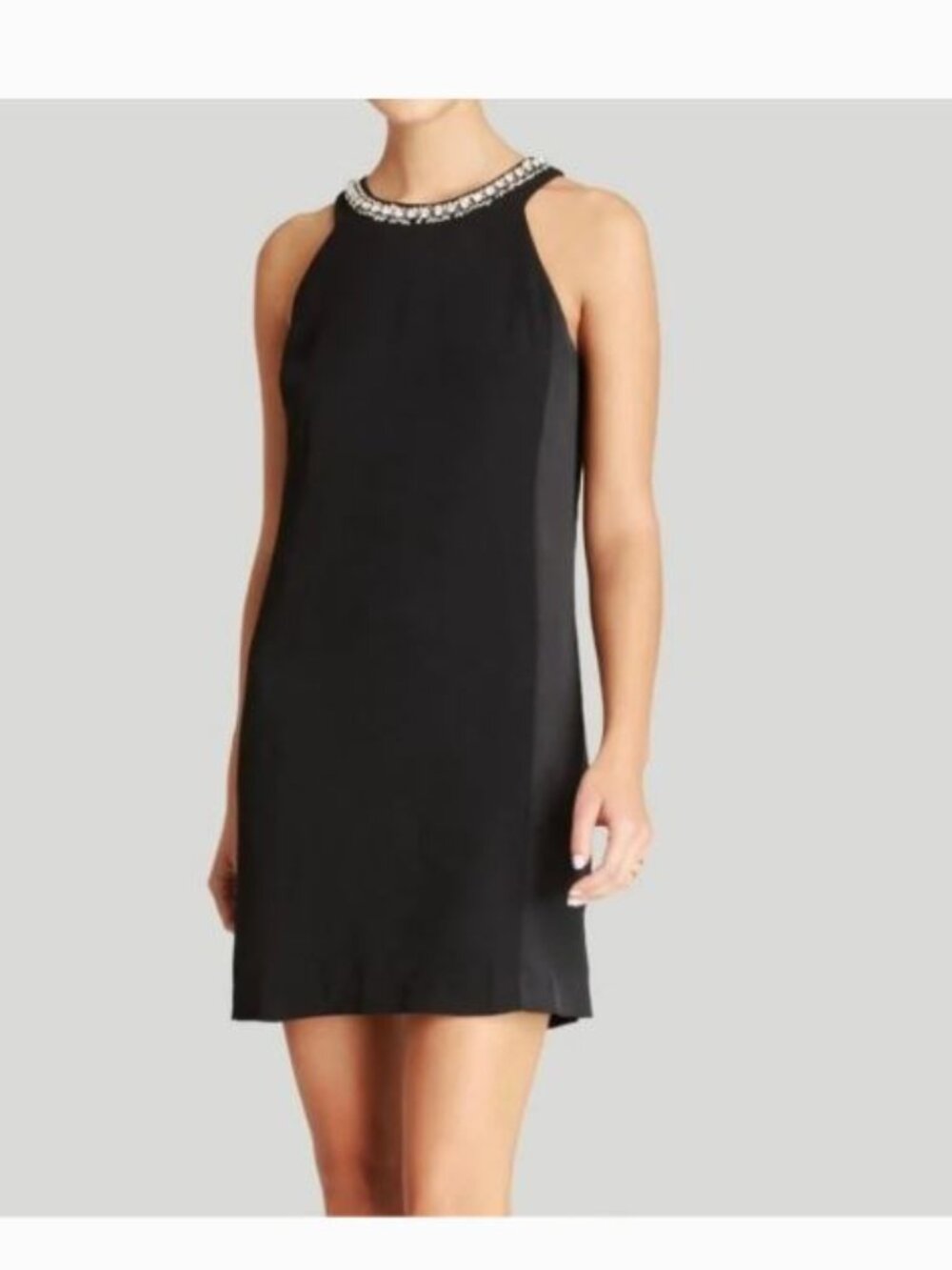 Rebecca Taylor Y2K Rhinestone Mini Dress Black 8 Medium Cocktail Wedding Formal